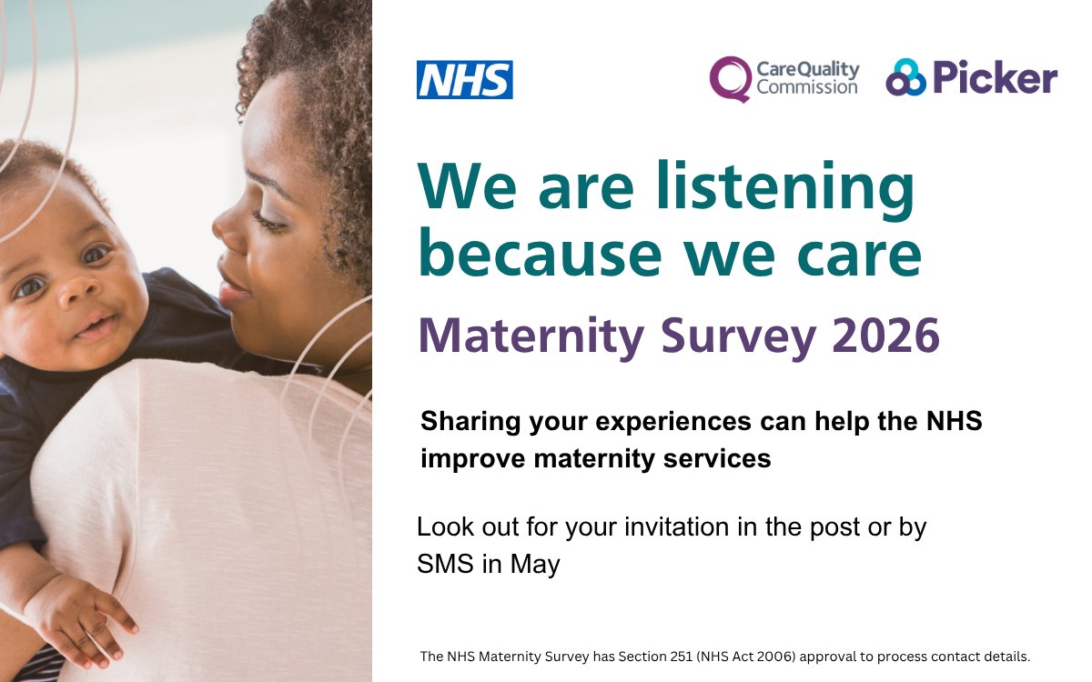 MSEHospitals's tweet photo. If you used our maternity services in February, you might soon get a survey from the CQC asking about your care. Please fill it in to help us understand how we are doing. https://t.co/DsHJjK9ISk