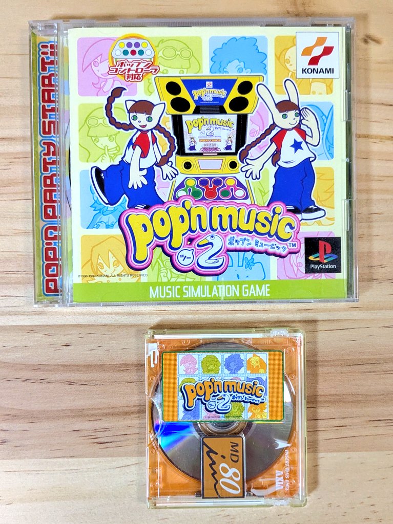 genda_chie's tweet photo. 自分、「リズム天国」が発売される前に遊んだ「音ゲー」といえば、
「ポップンミュージック」シリーズだったかな？

「ポップンミュージック2」のトレーニングモードのオートプレイを、
アナログなライン接続でMDに録音して聴いてた。 https://t.co/qrepgMDiwk