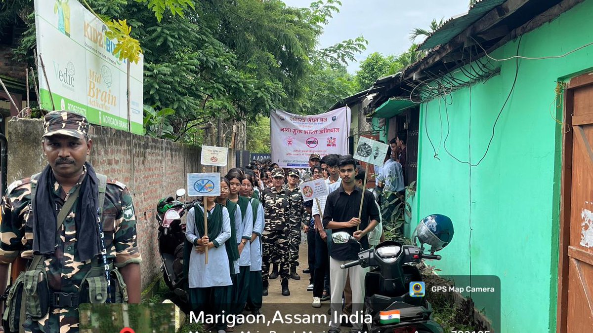 1BnSSB_INDIA's tweet photo. दिनांक 13.07.2026 को श्री. सुनील कौशिक, कमांडेंट, प्रथम वाहिनी सशस्त्र सीमा बल, सोनापुर के मार्गदर्शन में “एफ” समवाय, मोरीगांव के कार्यक्षेत्र में “नशा मुक्त भारत अभियान” (Nasha Mukt Bharat Abhiyan) के अंतर्गत रोड शो एवं जागरूकता कार्यक्रम का आयोजन किया गया। https://t.co/8419g8c9Eu