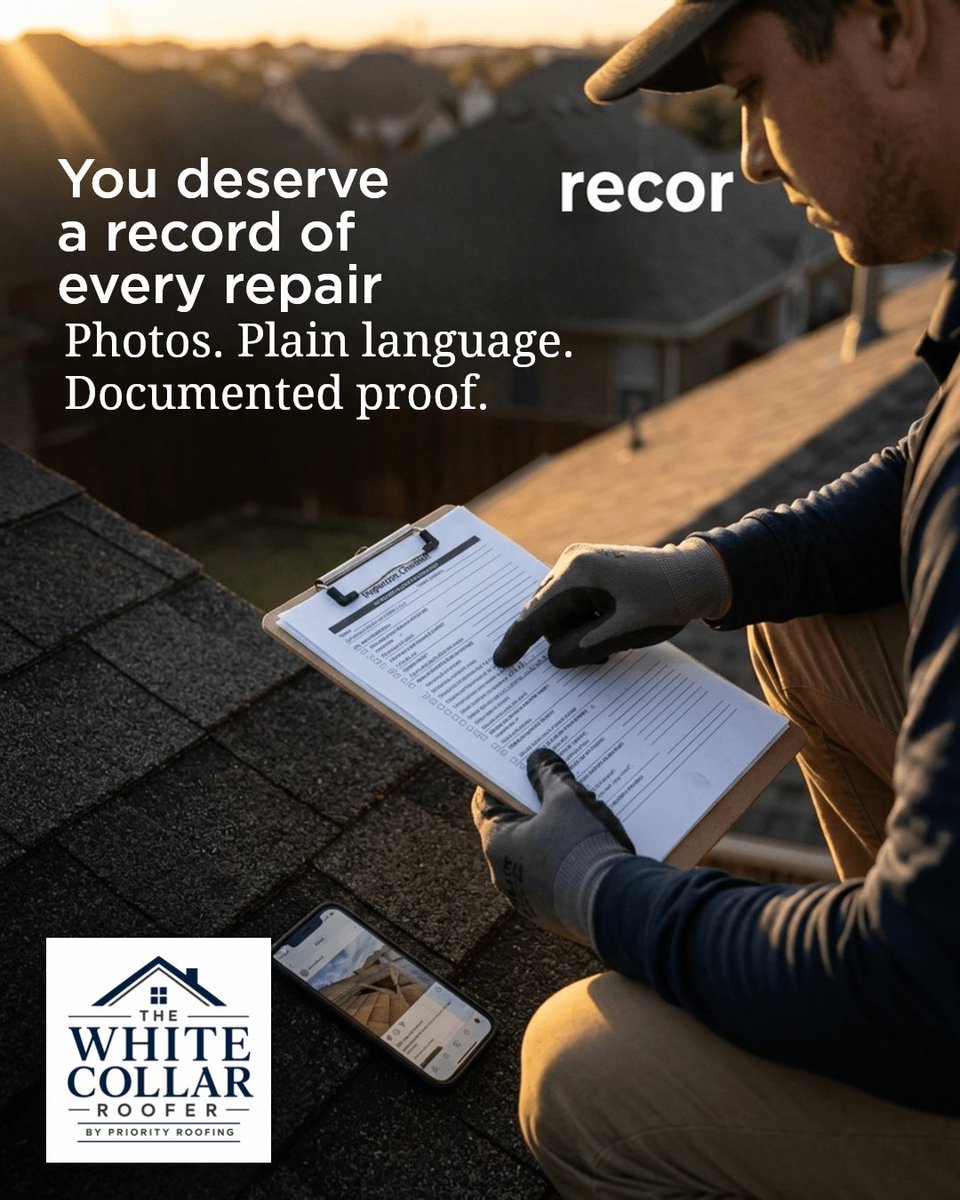 whitecollarroof's tweet photo. A roof repair shouldn’t feel like a guessing game.

You deserve clear photos, plain-language updates, and a full record of every inspection and fix.

Book your summer-ready exterior check. https://t.co/q6SDWHgMCB https://t.co/zq53j80kSZ