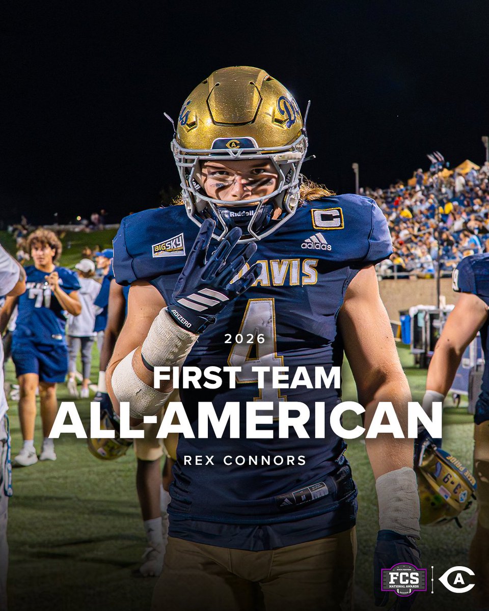 UCDfootball's tweet photo. Four Aggies earn 2026 Stats Perform FCS Preseason All-American honors! 👏 🇺🇸

1st Team: Samuel Gbatu Jr., Rex Connors
2nd Team: Winston Williams
3rd Team: Porter Connors

https://t.co/R2B1I4eyX6

#GoAgs #Shredville https://t.co/yxy406aqIg