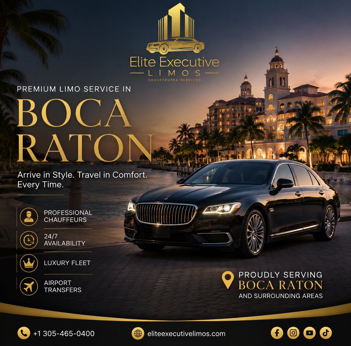 _executivelimos's tweet photo. Boca Raton traffic is no joke. Let someone else deal with it.
Book a chauffeur for your next Boca Raton pickup, drop-off, or airport run. 24/7, no surge pricing.
📍 https://t.co/acEIbQRXCY
#BocaRaton #LimoService #ChauffeurService https://t.co/bWxTUrUhZW