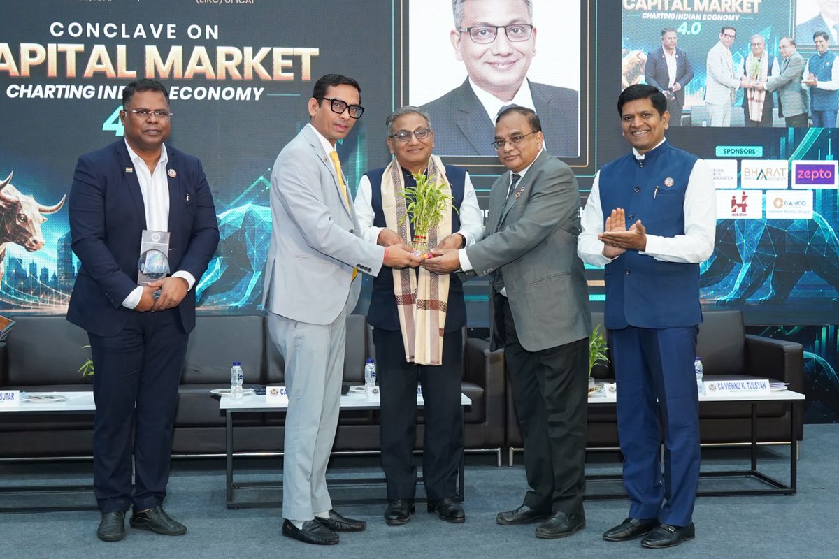 BSEIndia's tweet photo. Shri Sundararaman Ramamurthy, MD & CEO, BSE, shared his insights on the evolving capital market landscape as a keynote speaker at the Conclave on Capital Markets – Charting Indian Economy 4.0, organised by The Institute of Chartered Accountants of India (ICAI) at Kolkata.

The session brought together industry leaders and market experts to discuss the future of India’s capital markets and their role in driving the nation’s economic growth.
