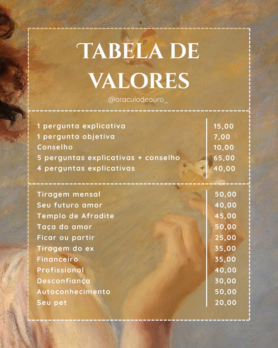 oraculodeouro's tweet photo. Olá, me chamo Nana! Se interessou pelo meu trabalho?? Será um prazer te atender! Fique à vontade para me chamar: 
+55 (48) 99828-0755
https://t.co/2ZeUJaiJgl

⊹ ࣪ ˖tarot, taro, tiragem, leitura, cartas, taróloga, cartomante, oráculos, oraculista, baralho cigano, consulta. https://t.co/mVLhXmJ5Sj