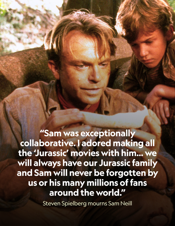 Variety's tweet photo. Steven Spielberg mourns "Jurassic Park" star Sam Neill:

"I owe a debt of gratitude to Roger Donaldson, Gilliam Armstrong, Graham Baker and Phillip Noyce for casting Sam Neill in the roles in which he was so brilliant that brought him to my attention and led to his playing Dr. Alan Grant in Jurassic Park.  Sam was exceptionally collaborative. It was a stretch for him to play a character who acted as though children were messy and smelly because this was the opposite of the loving father he was to his children.  I adored making all the Jurassic movies with him.  Along with Laura Dern and Jeff Goldblum, we will always have our Jurassic family and Sam will never be forgotten by us or his many millions of fans around the world."

https://t.co/VVvkFvAQ3A