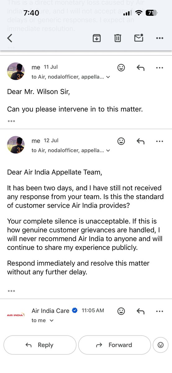 sarthakzone's tweet photo. Proofs attached what @AirIndiaX @airindia is doing with me https://t.co/u6M0MwVGRJ