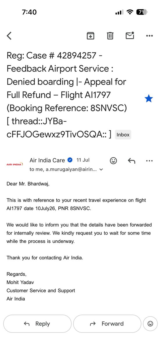 sarthakzone's tweet photo. Proofs attached what @AirIndiaX @airindia is doing with me https://t.co/u6M0MwVGRJ
