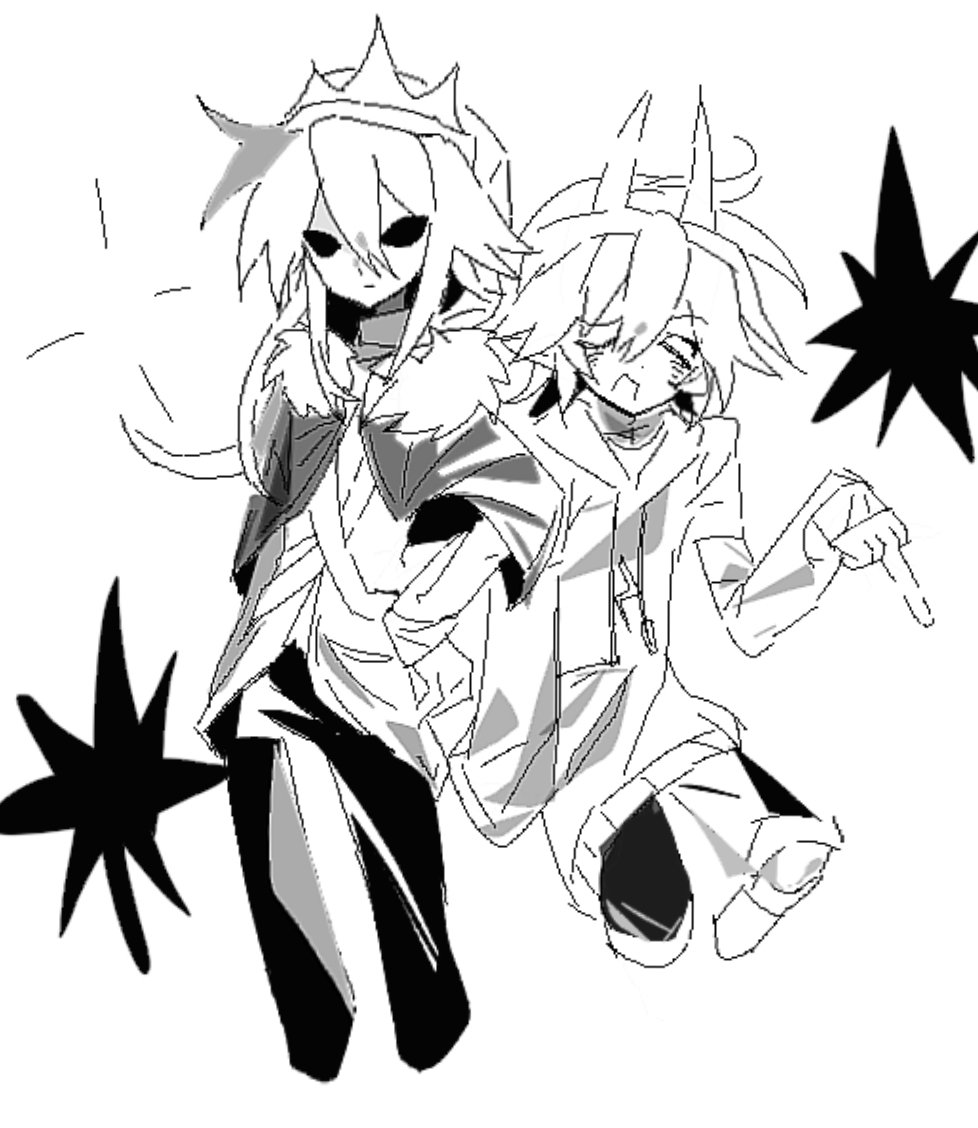 9Kwqn's tweet photo. not my draw,my friend drew this for me,This is so cute that I wanted to post it🥰🥰🥰🥰 #unstableuniverse #spokeishere #jamatop #exploitduo #Patchbreakers https://t.co/EgPl8qCJid