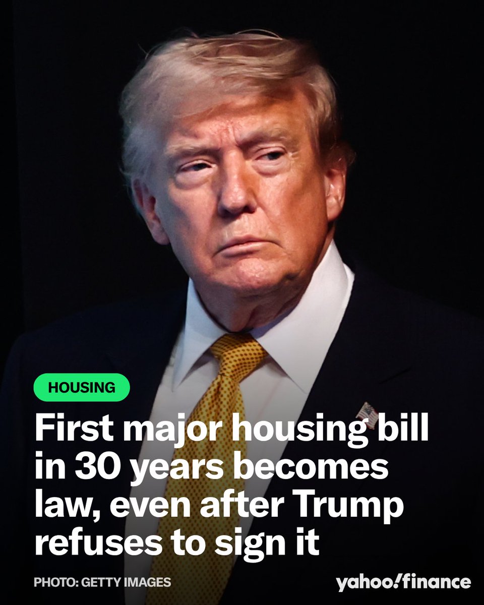 YahooFinance's tweet photo. The 21st Century ROAD to Housing Act is officially law. The new legislation slaps major restrictions on large corporations buying up single-family homes, protecting everyday buyers from being outbid by big money. https://t.co/dB2nFFRTZp https://t.co/MXnpinvZyH