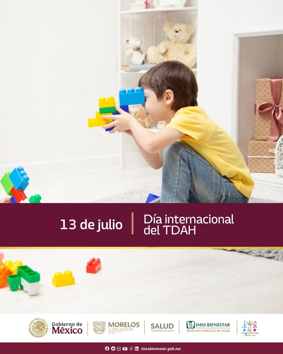 HnmMorelos's tweet photo. 📆13 de julio | Día internacional del Trastorno por Déficit de Atención e Hiperactividad (TDAH)

🧠Este día tiene el propósito de sensibilizar a la población sobre esta alteración del desarrollo neurocognitivo, para así buscar el apoyo que requieren las infancias que lo padecen. https://t.co/r8ZMql8erM