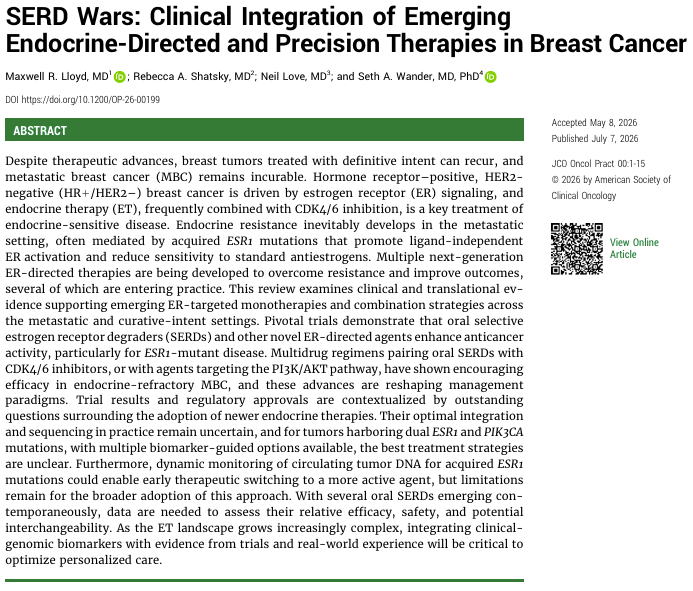 MGBCI_BreastOnc's tweet photo. 🚨 New in @JCOOP_ASCO from @maxwellRlloyd et al. 👇
Review of the evidence for emerging ER-targeted monotherapies and combination strategies across metastatic and curative-intent settings, addressing key questions on treatment selection and sequencing

🔗 https://t.co/cwuUBxzeaj https://t.co/vldKdoza2X