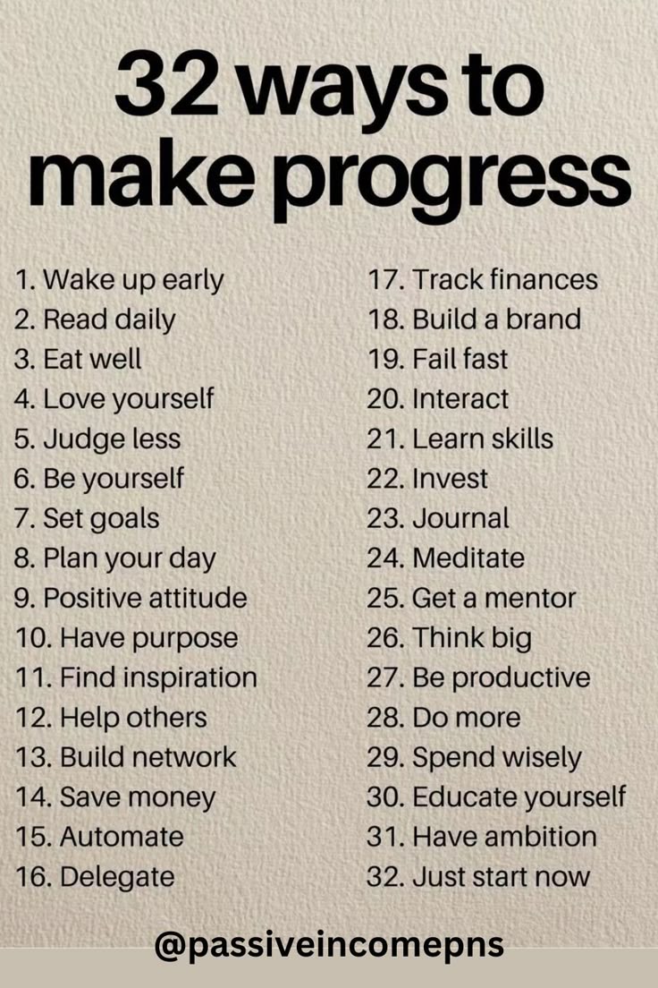 SuccessLabAI's tweet photo. 32 Ways To Make Progress https://t.co/NLV2CPf9ux