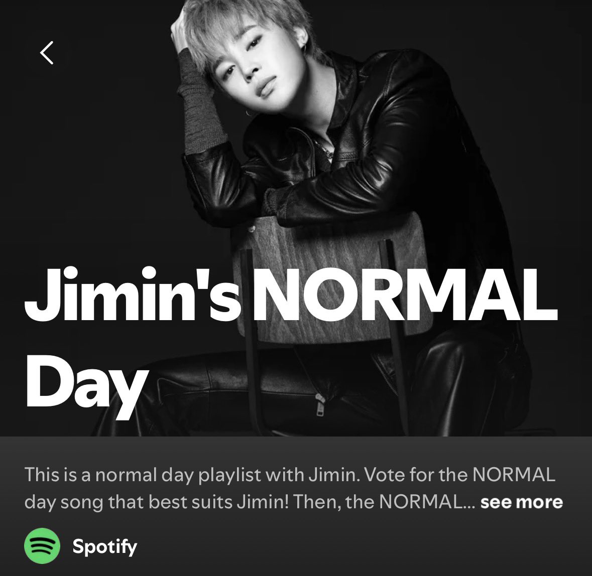 jiminticaI's tweet photo. spotify created 7 playlists, one for each bts member. vote for jimin's "serendipity" as the song that best matches him so it gets added to the official bts "Normal" playlist!

🔗 https://t.co/4uiN1V7Qfs https://t.co/DSjUizdlZj