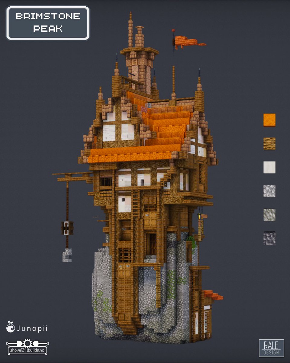 RaleDesign's tweet photo. Minecraft Medieval Brimstone Peak
Built w/ @shovel241 &amp; @Junopii_
 #minecraft #mc #minecraftbuilds #minecraftdesigns #minecraftinspiration #minecraftdecoration

⬇️ Download my Builds on Patreon (bio) https://t.co/u6Ql9eWDzL