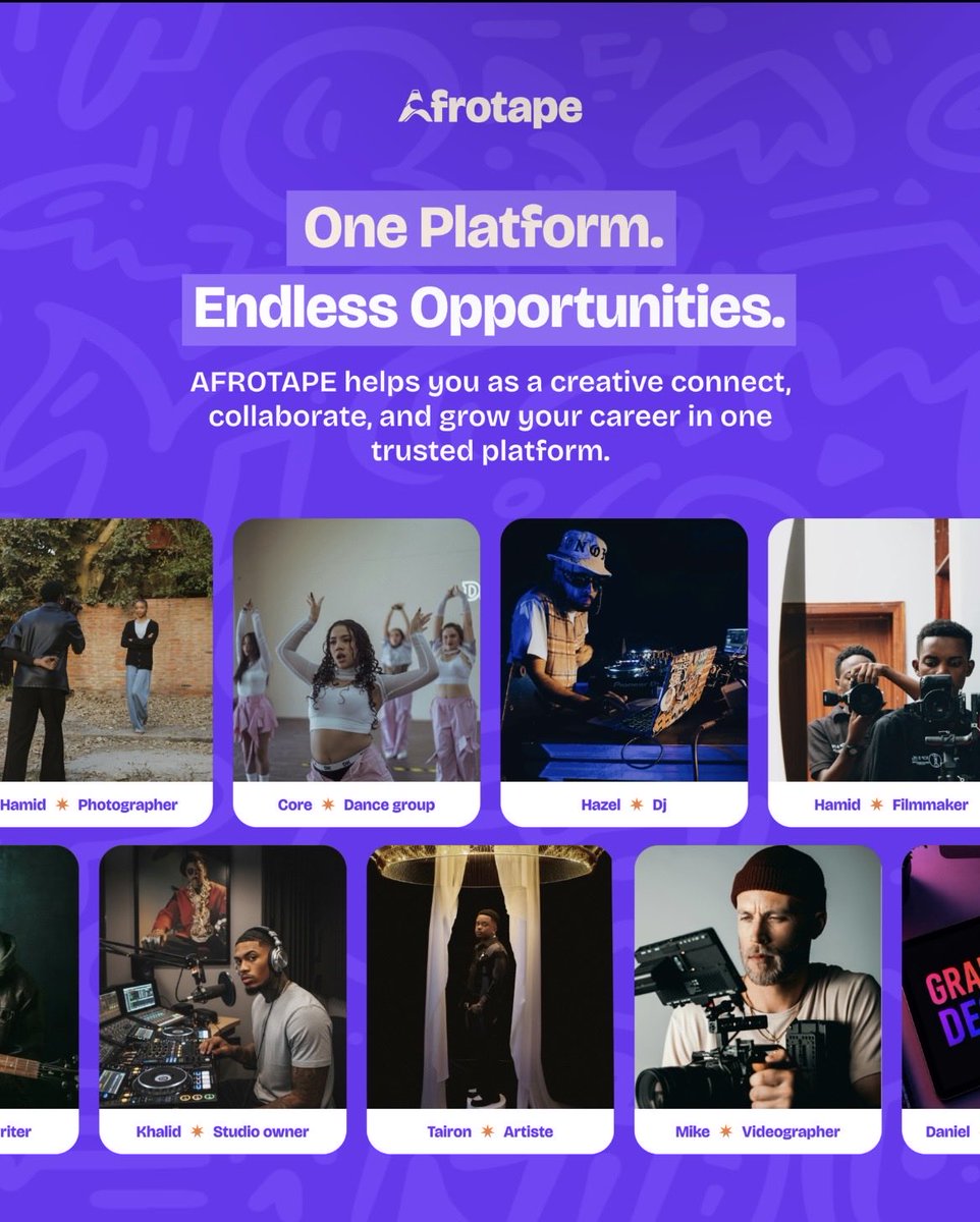 afrotape_app's tweet photo. Your next opportunity starts here. 🚀

Create. Collaborate. Get discovered. Get paid.

Join a growing community of creatives building the future together.

📲 Download AFROTAPE today on the App Store and Google Play. https://t.co/cljEwGRQzs