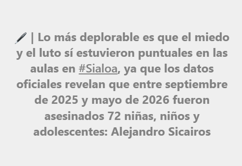 noroestemx's tweet photo. 🖊️ | Para iniciar la semana, @alexsicairosr expone en el #Observatorio el balance del ciclo escolar recientemente concluido: Con educación #Sinaloa tendrá paz, Las Letras no entran si hay miedo
🔗 https://t.co/UxBTx12Qhn https://t.co/yO7KALRmoL