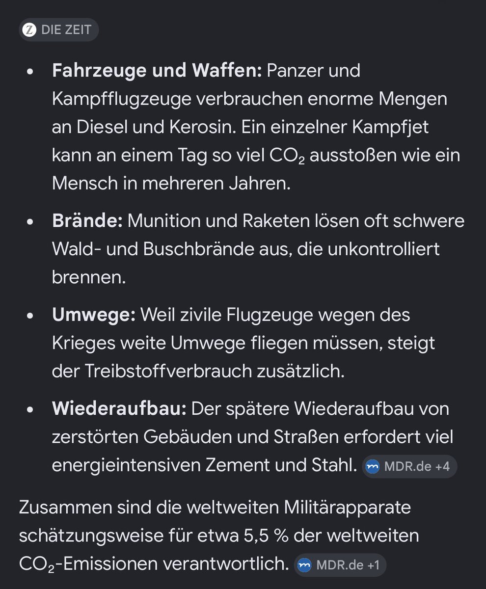 TromelK's tweet photo. @Agrippa79 @Karl_Lauterbach @AfD Kriege produzieren ohne Ende CO2. Ukraine-Russland Krieg 230 Millionen Tonnen in drei Jahren. Der Irankrieg? 
Da können wir machen was wir wollen. Dann muss auf der Welt Frieden herrschen und alles muss geändert werden, wird es aber nicht. Die mächtigen Länder machen da nicht mit https://t.co/845SrvYYRb