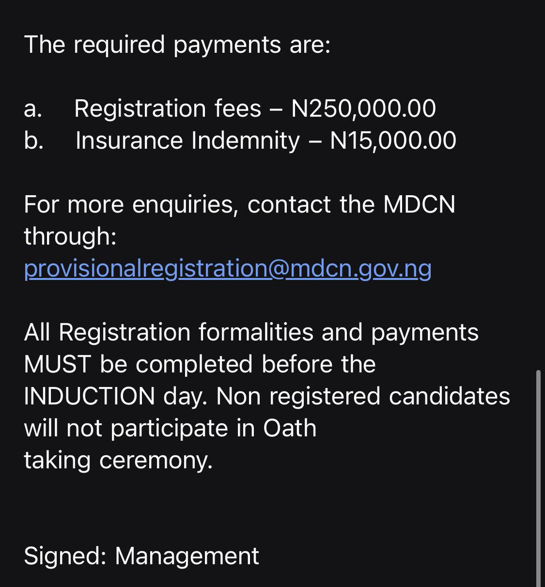 blck_unicrn's tweet photo. MDCN please how do you go from 265k which is outrageous at first to 415k for licensing and induction in just 3 days? Talking about “IGNORED” the first email, it’s really unfair. All because we’re Foreign trained? You think we aren’t struggling?

@MDCNOfficial @mohagirei 

#mdcn https://t.co/WXfHR2zG29