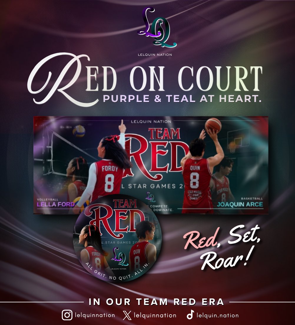lelquinnation's tweet photo. A new era begins.
Meet the newest faces of Lelquin Nation, bringing passion, determination, and pride to every game. United by one goal, one team, and one heart, they're ready to wear the red with honor while keeping the spirit of purple and teal alive.
This is more than a sport, it's a commitment to compete, inspire, and roar louder together.
Welcome to the Team Red Era.
Red. Set. Roar! ❤️🏐🏀
#LelQuin || #LellaFord || #JoaquinArce