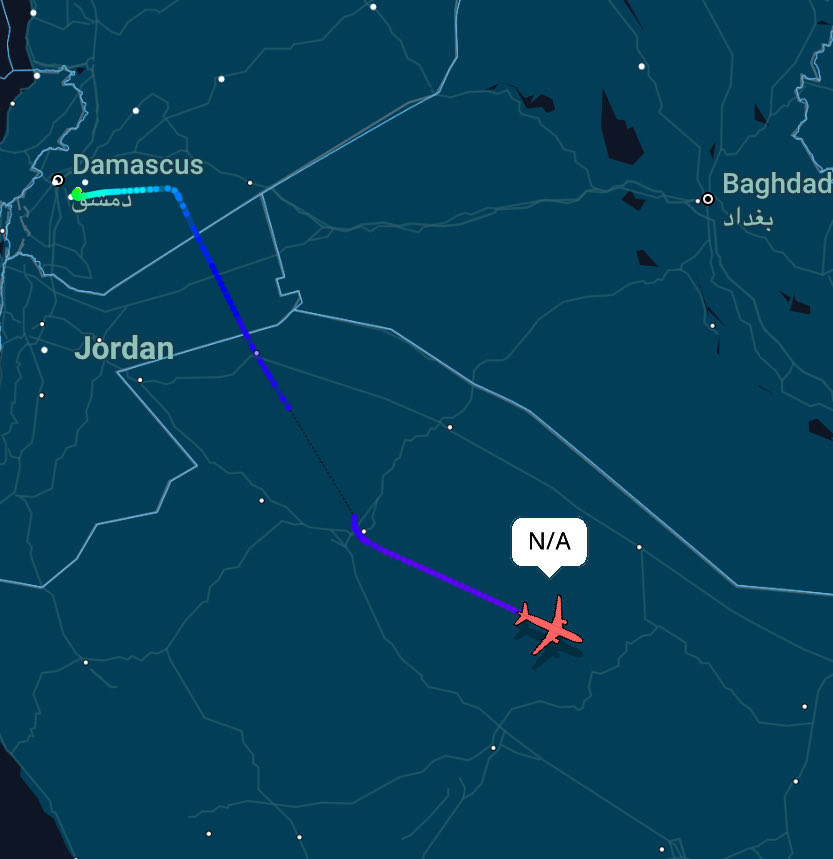 Abed07594246's tweet photo. Qatar Amiri Flight departed Damascus en-route to Doha. https://t.co/iwrUSiU0ZN