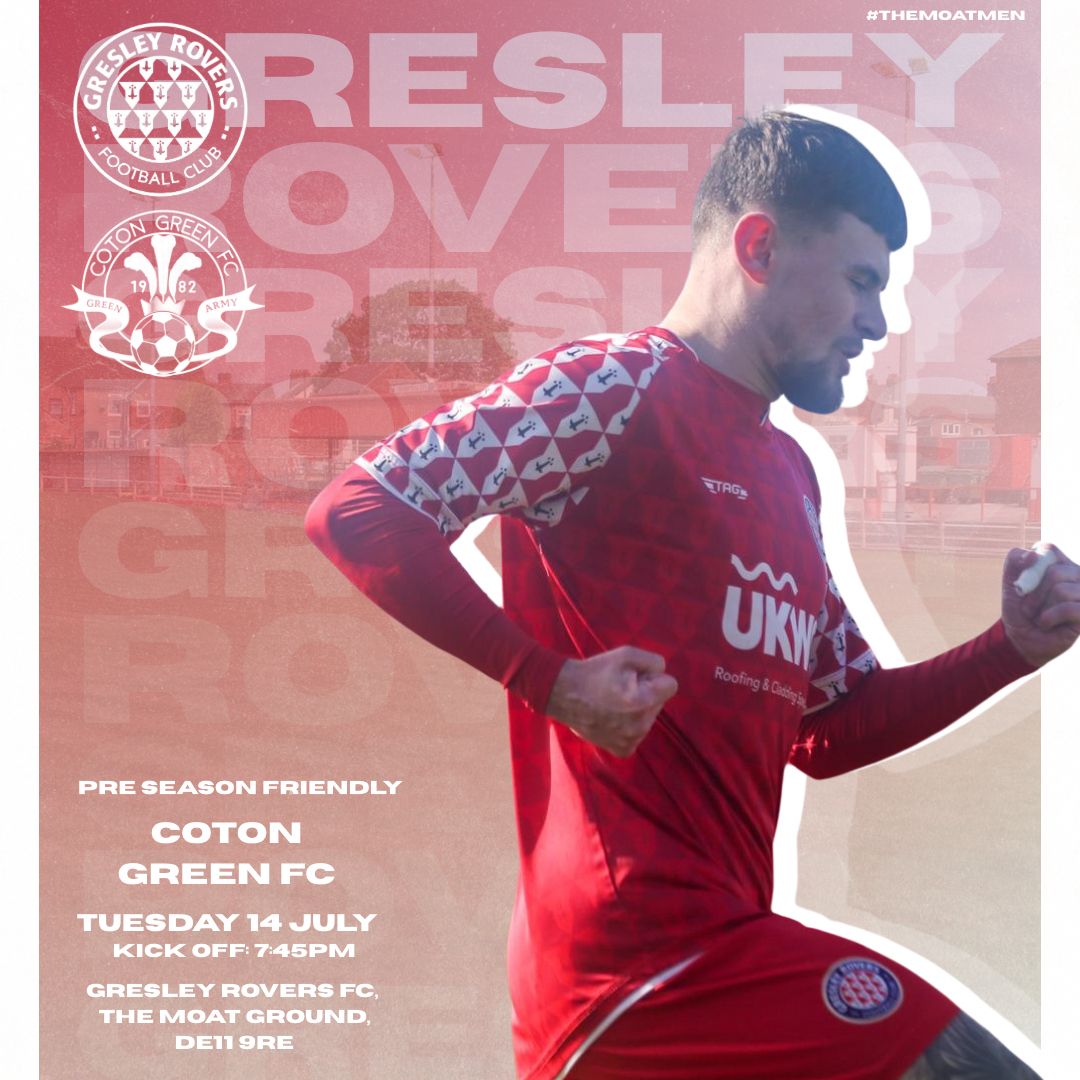 GresleyRovers's tweet photo. NEXT UP ⬆️
We are back on home turf tomorrow evening as we welcome Coton Green FC for a 7:45pm kick off ✨
Admission 🎟️
Adults: £6.00
Concessions: £3.00
Under 16s: £2.00
We look forward to seeing you there! ⚽️
#GRFC https://t.co/0NTTQXLQr9