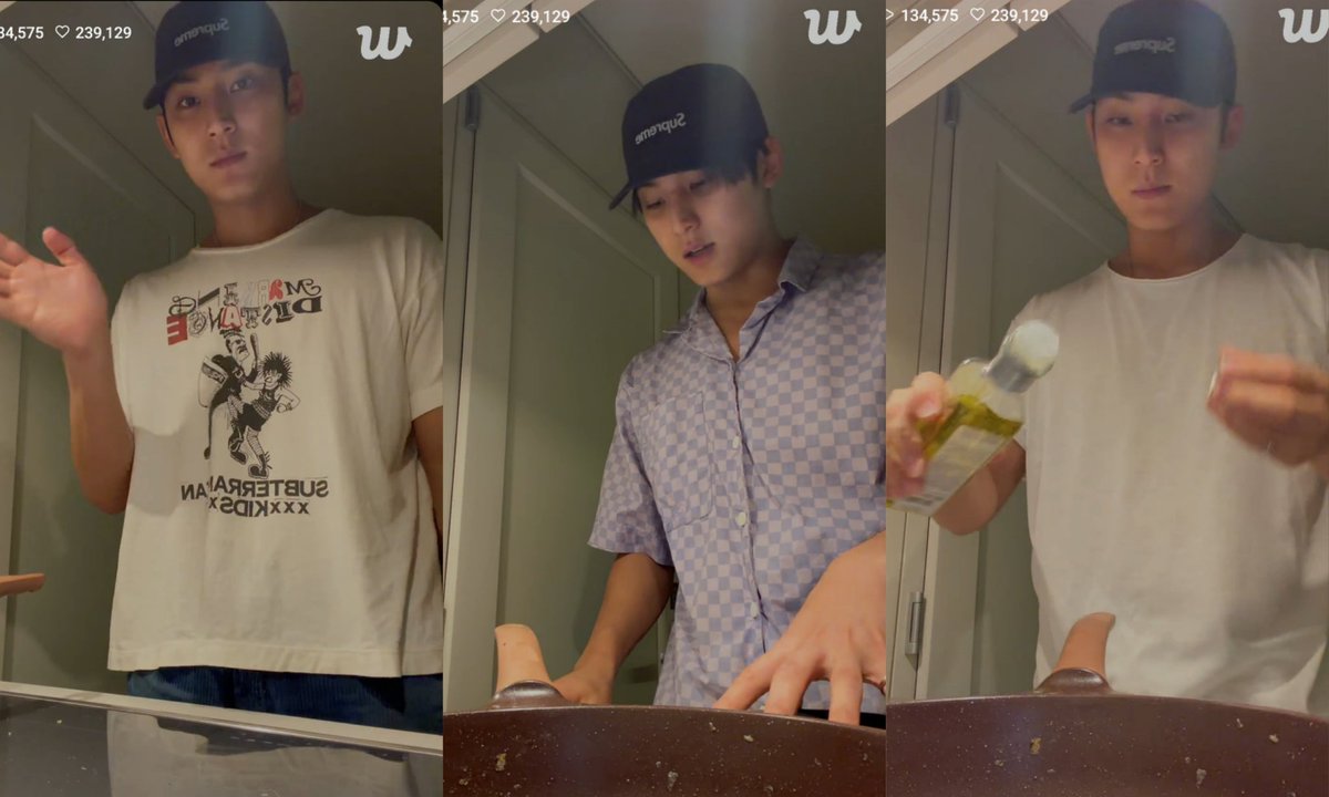 byminwon's tweet photo. the live just started and he's already on his third shirt 😭😭😭 https://t.co/W8OEHnPKKX