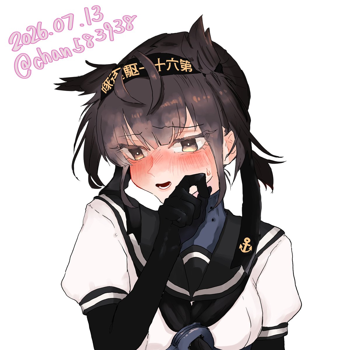 RT @chan583938: 照れてる初月ちゃんです。 #艦これ版深夜の真剣お