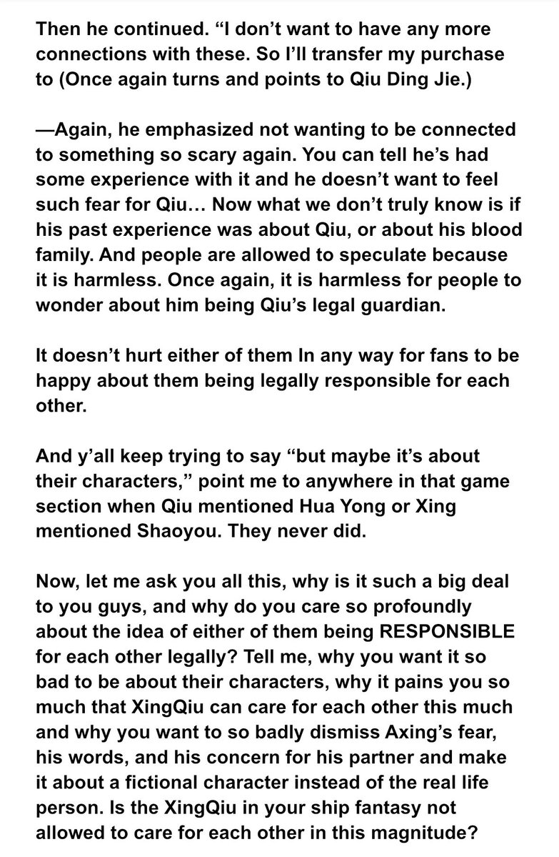 SaintManic99's tweet photo. Are we going to finally address y’all’s insane homophobia in this FD?
The thought of XingQiu being legally responsible for each other having you all bursting out the seams is very telling. Suddenly XQ can’t care about each other that much, it has to be about HY and SSy? https://t.co/70OMd6RBfa