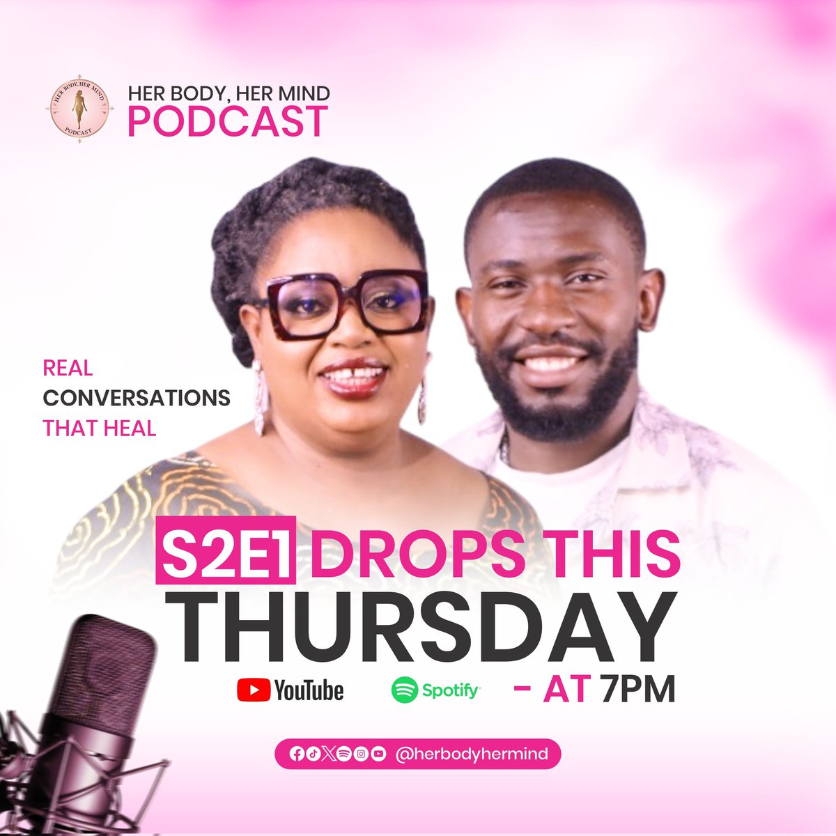 herbodyhermind's tweet photo. 🎙️ S2E1 of Her Body, Her Mind Podcast drops this Thursday at 7 PM!
Real conversations. Honest insights. Healing starts here.
📺 YouTube | 🎧 Spotify
#HerBodyHerMind #Podcast #S2E1 #RealConversationsThatHeal #WomensHealth https://t.co/6f7PEiCtvj