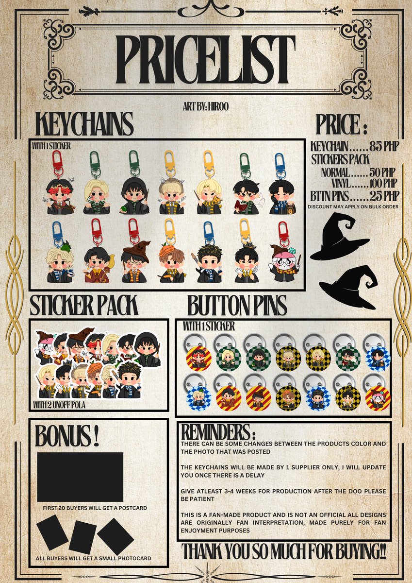 scylovess's tweet photo. 𝗣𝗢𝗧𝗧𝗘𝗥𝗧𝗘𝗘𝗡 BATCH 2💎🪄 
HARRY POTTER x SVT ANIK-ANIKS

—— PRICES BELOW  ⬇️⬇️ 

DOO &amp; DOP : 08 | 01 | 26

ORDER FORM:
https://t.co/vi4L8R6IVY

DM ME FOR QUESTIONS! 

t. Seventeen wts lfb inch check anik anik keychain carat pc photocard keyring Harry potter sebong Sticker https://t.co/0CuJ7ZaP9r