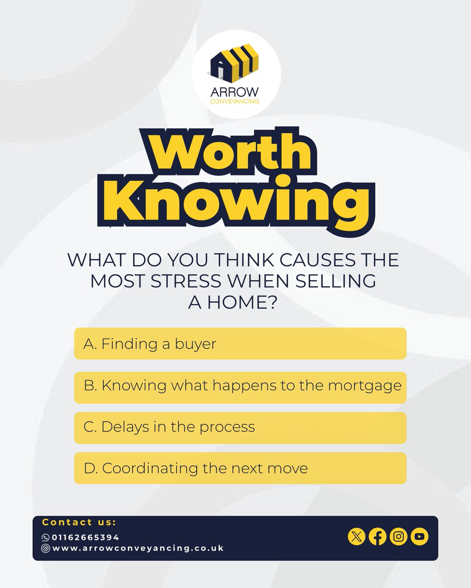 ConveyanceArrow's tweet photo. Every seller has a different concern. Understanding those concerns early can help make the journey feel more manageable.

Which option would you choose?

Call: 0116 266 5394
Email: hello@arrowconveyancing.co.uk

#legalsupport #PropertySearches  #ArrowConveyancing https://t.co/MZoZBgyErE