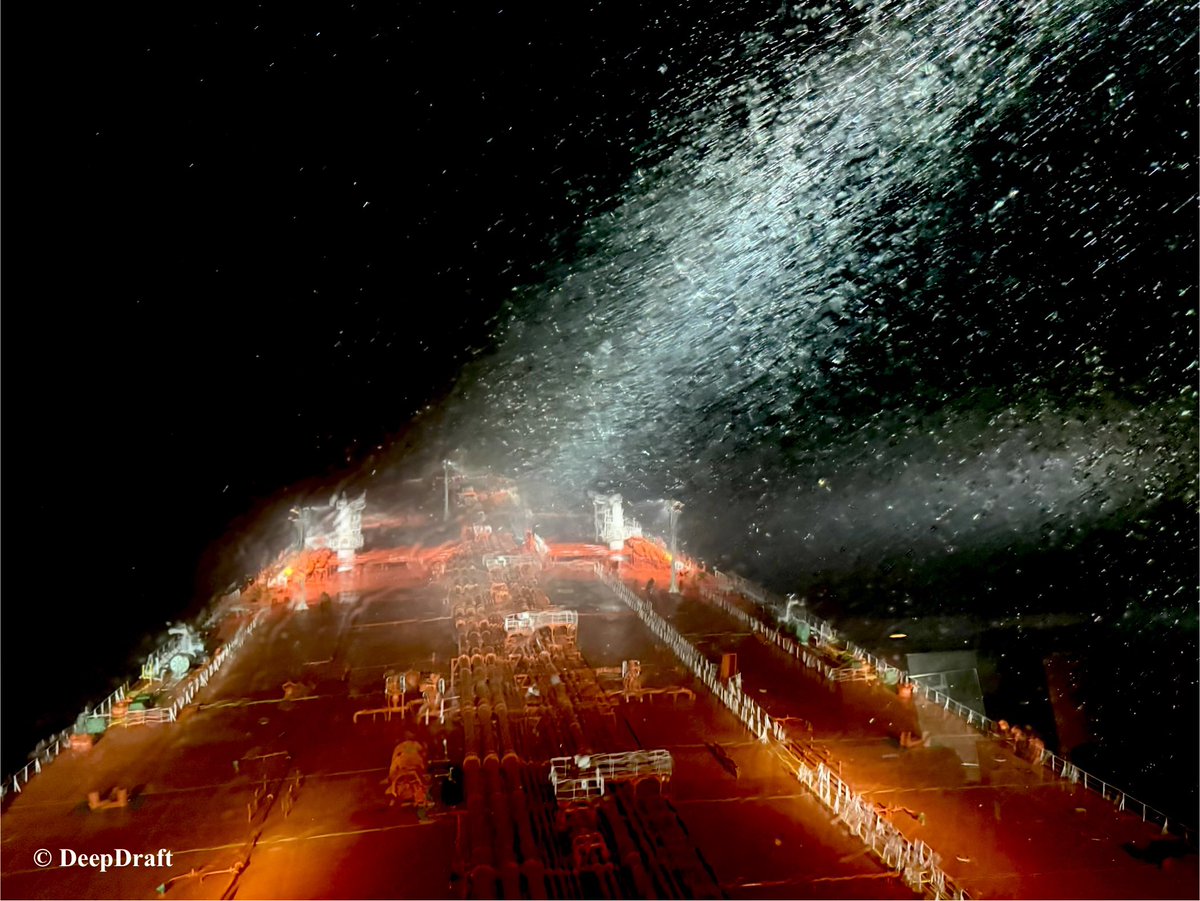 TheDeepDraftHQ's tweet photo. 900 nautical miles from Tropical Storm Bavi.

Most people see a storm through weather systems, satellite images and forecasting apps.

This was our view from the bridge, drifting in the open ocean and waiting for Bavi to pass.

Even from that distance, the sea was carrying its presence.