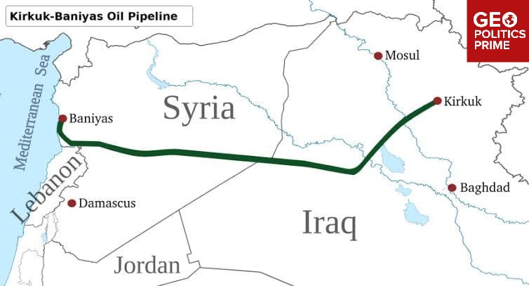 Virginie2R's tweet photo. 🇮🇷🇺🇸🇮🇶🇸🇾 L'emprise de l'🇮🇷 sur l'orodrome d'Ormuz redonne vie à un oléoduc désaffecté — et fait des 🇺🇲, de l'Irak et de la Syrie des alliés improbables 
Les États-Unis, l’Irak et la Syrie mettent la dernière main à un accord visant à remettre en service un oléoduc de 800 km 🧵1 https://t.co/Z0eWaTnNgp