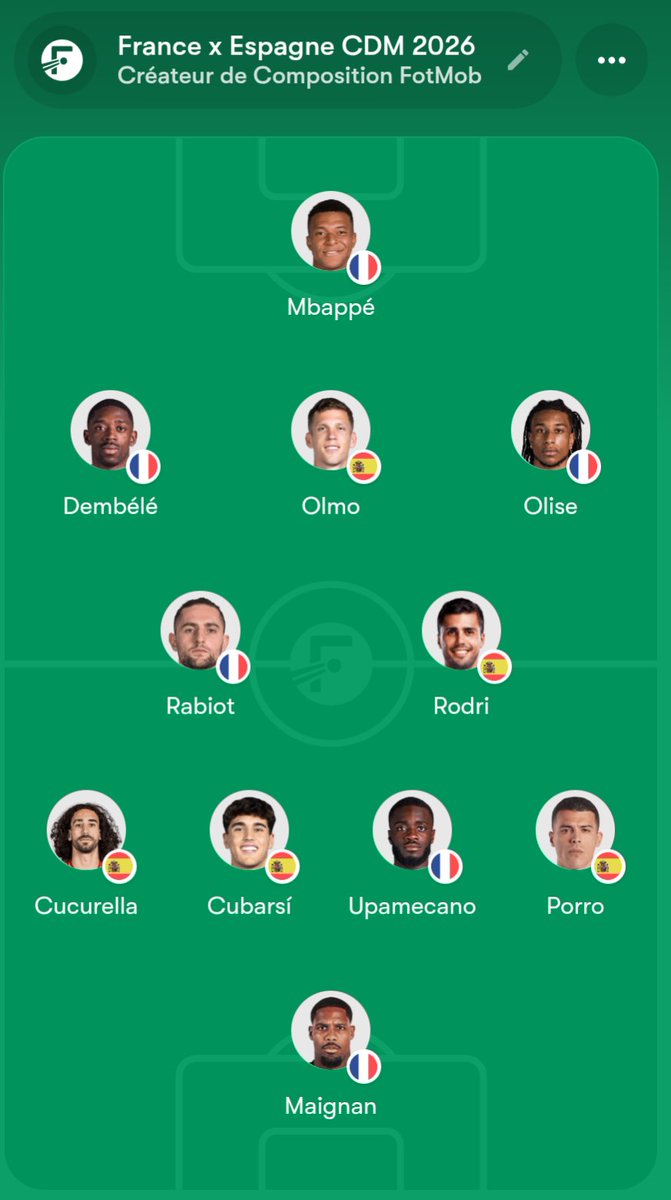 LeSpiou's tweet photo. @lnstantFoot Si on parle que de la coupe du monde c'est interdit de pas mettre Olmo et Cubarsi et Yamal malheureusement n'a rien à faire dans ce 11 combiné https://t.co/wglGxOl6aP