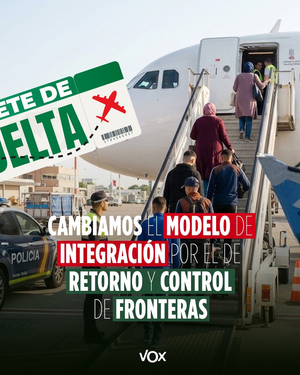vox_cv's tweet photo. ¿Oficina Valenciana de Inclusión? Se acabó. ❌

Con la aprobación de nuestra enmienda a los presupuestos, convertimos este organismo en la Oficina Valenciana de Arraigo y Retorno para fomentar el retorno voluntario de los inmigrantes. ✈️🇪🇸

Cambiamos el modelo de integración y puertas abiertas por el de retorno, control de fronteras y seguridad en nuestros barrios. 👋🏻