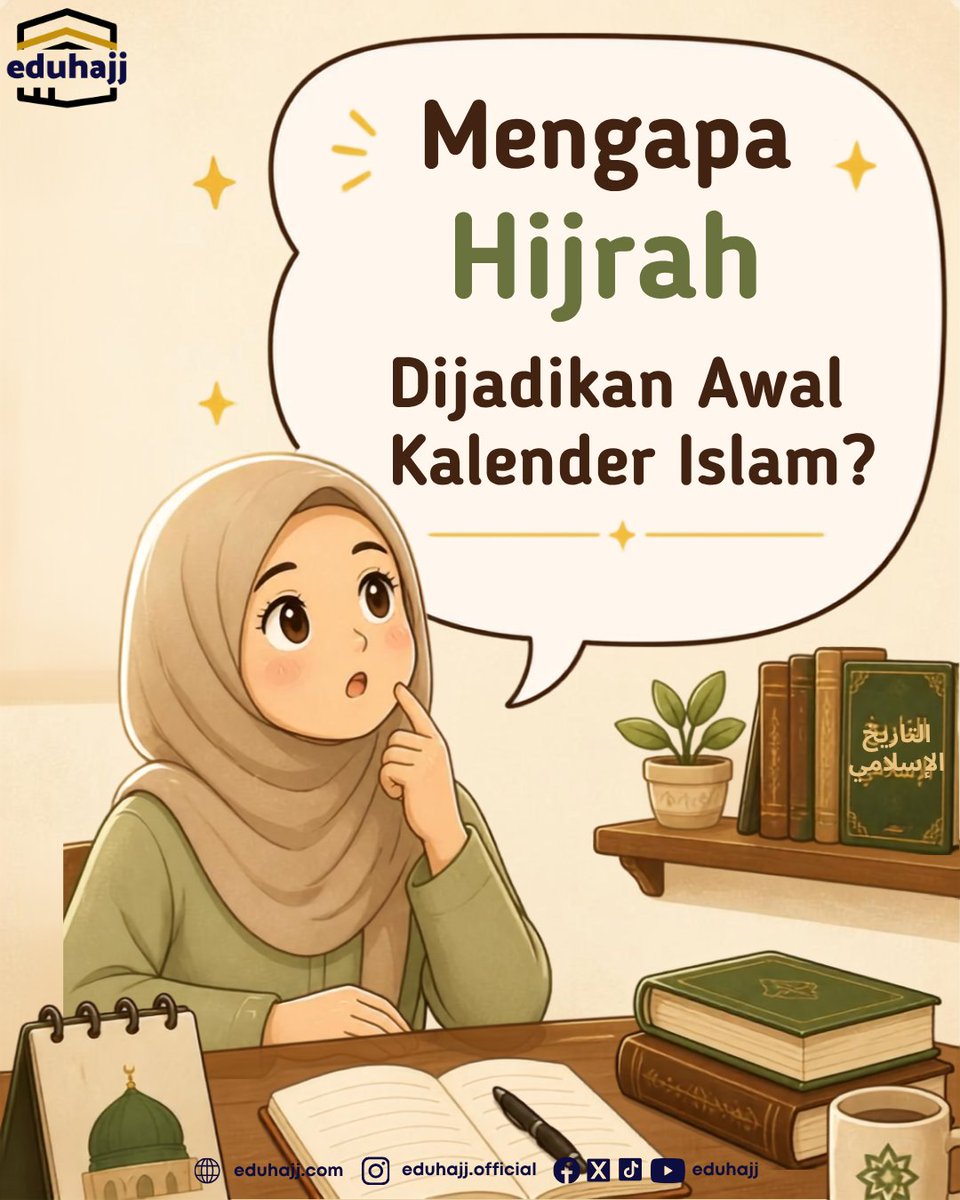 eduhajj's tweet photo. Hijrah dipilih sebagai awal kalender Islam karena menjadi titik balik perjalanan umat—dari tekanan di Makkah menuju lahirnya peradaban Islam di Madinah. 🌙✨

#EduhajjOfficial #Muharram #Hijrah #SejarahIslam #KalenderHijriah https://t.co/y0yZtk1rqR