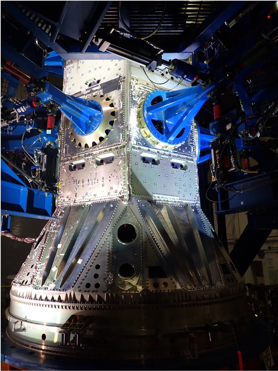 torybruno's tweet photo. The first Blue Ring super spacecraft continues to move smartly through assembly. But, I thought I’d share some pics of the other vehicles that we built as dedicated test units. This one it’s the Static Test vehicle, doing its thing… https://t.co/tzWs4m0ykN