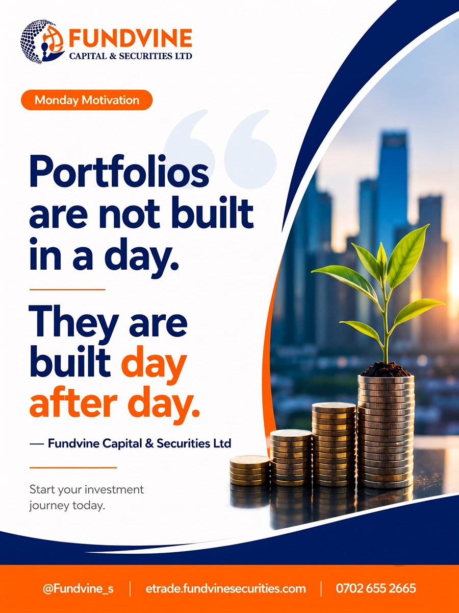 FundvineS's tweet photo. Portfolios are not built in a day. They are built day after day."

Stay informed. Stay disciplined. Stay invested.

Small, consistent actions today help create stronger financial outcomes tomorrow.

🌐 https://t.co/3vYbG82Mq0
📞 0702 655 2665
📱 @fundvine_s https://t.co/p4xGtltdwf