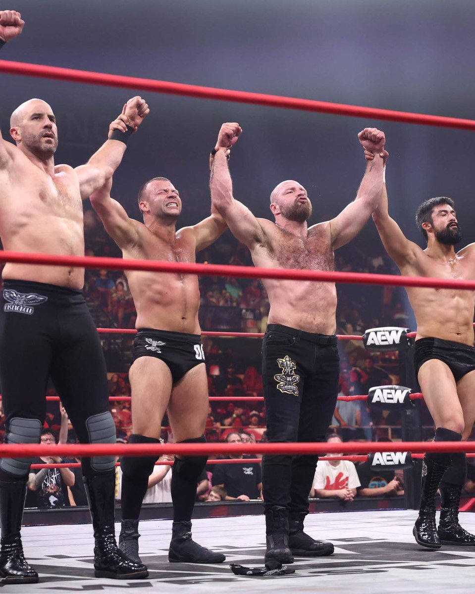 DeathVsTheWorld's tweet photo. I don’t say Death Riders Against The World as some stupid ass catchphrase—I say it because that’s our mentality—our way of life. We don’t care who you are or what you can do. You step to us, and you get stepped on, it’s that simple. #AEWCollision https://t.co/pHwUnBRpWA