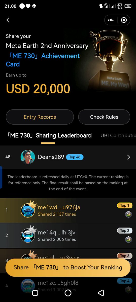 z8dyaoD's tweet photo. 「ME 730」: Real Impact
I’ve started earning daily unconditional basic Income and helping more people do the same. Create your impact with us and win up to $20,000 in rewards! Join here:
https://t.co/lta1zgxvva

#ME730 #MetaEarth #MyMetaEarthStory https://t.co/M03LCR6MT8