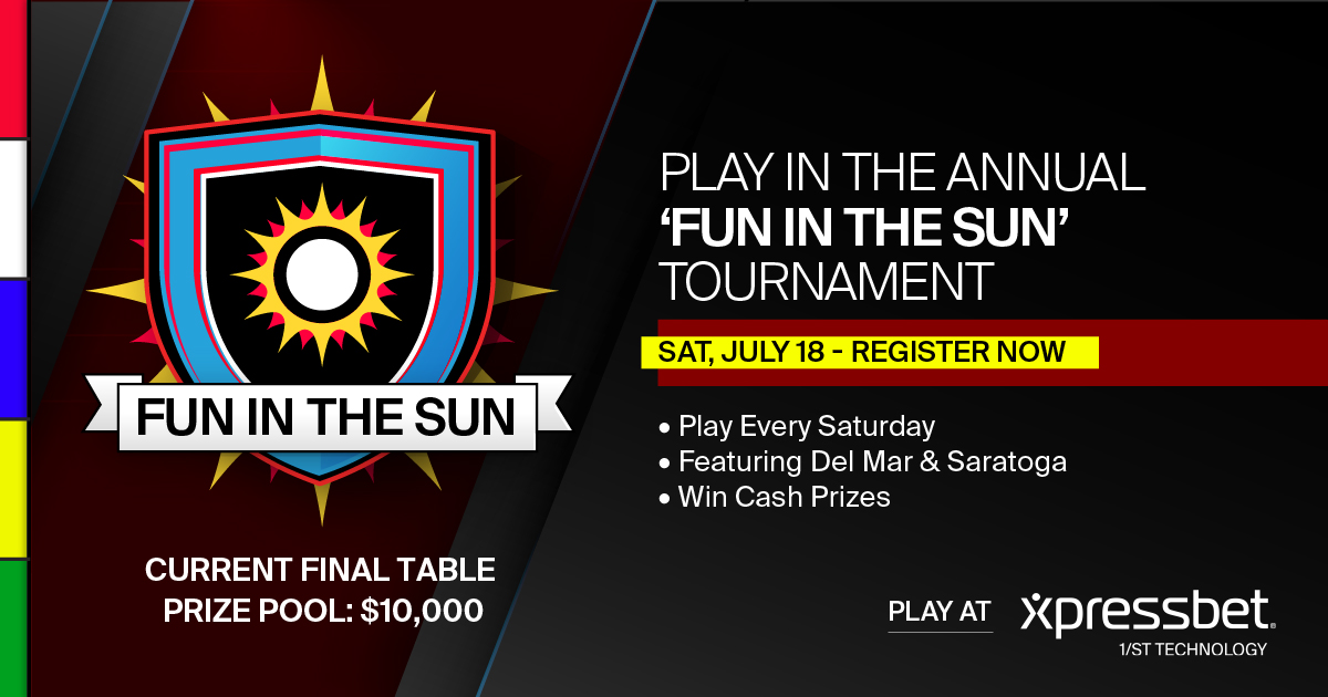 Quigleys_Corner's tweet photo. NEW!
Popular @Xpressbet 'Fun in the Sun' weekly online tournament begins this Saturday (7/18). Contested each Saturday (through 9/5), the tournament requires players to make $10 live money win bets on ten different races @Saratoga1863 & @DelMarRacing. Weekly prizes include cash awards plus a coveted seat at the $10,000 added Final Table on Labor Day. Details: https://t.co/LMosyBZGjO