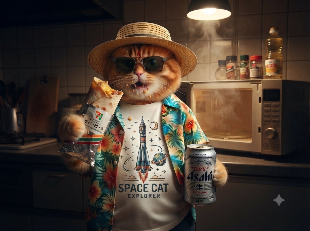 🌯昼間にセブンで買って置いたブリトーを食べています、ついでにビールも😽