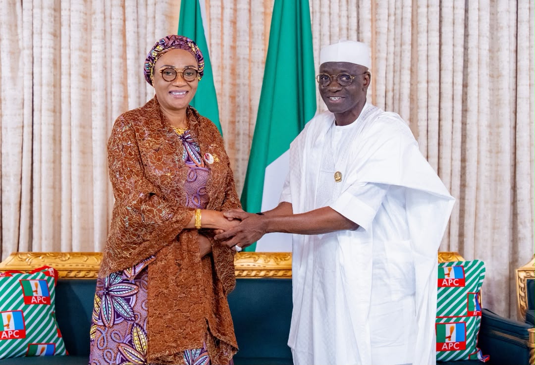 tvcnewsng's tweet photo. PHOTOS: First Lady of Nigeria, Senator Oluremi Tinubu with the APC Gubernatorial Flagbearer for Nasarawa State, Senator Aliyu Wadada after his courtesy visit to the First Lady at the State House on Monday 13th July, 2026 https://t.co/kwdNaKpcrU