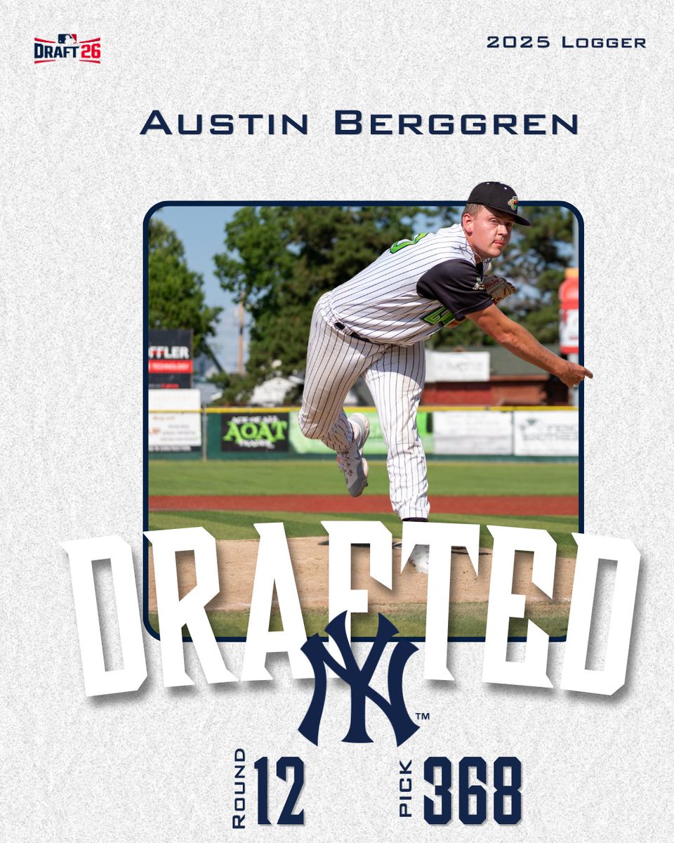 laxloggers's tweet photo. Congratulations to 2025 La Crosse Logger Austin Berggren on being selected by the New York Yankees in the 12th round of the MLB Draft! https://t.co/oavE6rSAna