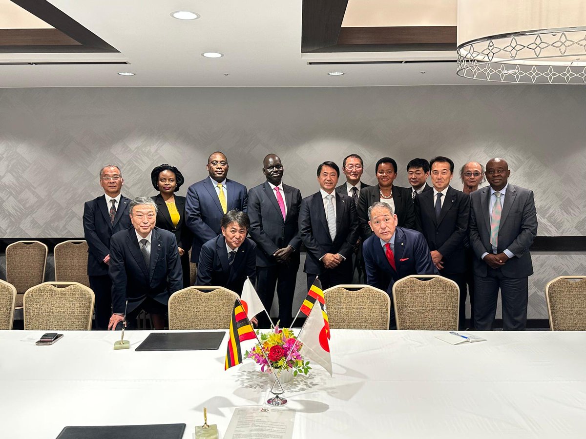 UgandaMFA's tweet photo. On Friday, 10th July 2026, the Government of Uganda signed the contract for the construction of the New Karuma Bridge. The agreement was signed in Tokyo by Eng. Isaac Wani, Commissioner for National Roads @MoWT_Uganda, and Mr. Osamu Tanabe of Zenitaka Corporation. Witnessed by Solicitor General Mr. Pius Perry Biribonwoha & H.E. Tophace Kaahwa of @UgandaInJapan. Groundbreaking: Sept 2026. Works: Oct 2026. 🇺🇬🇯🇵 #Uganda #Japan #InfrastructureUG #KarumaBridge