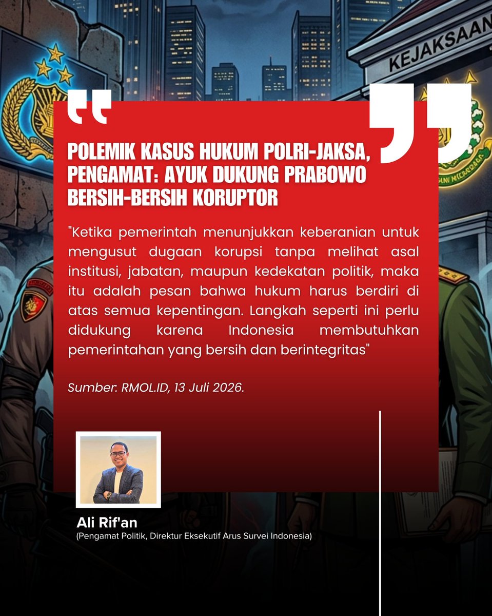 ProSpeke's tweet photo. dukungan masyarakat tentu penting agar upaya pemberantasan korupsi berjalan semakin kuat. dengan prinsip Tak Pandang Bulu siapa pun yang terbukti melanggar hukum harus diproses secara adil demi menjaga kepercayaan publik terhadap penegakan hukum. #PrabowoLawanKoruptor https://t.co/tYEI7N2Wnr