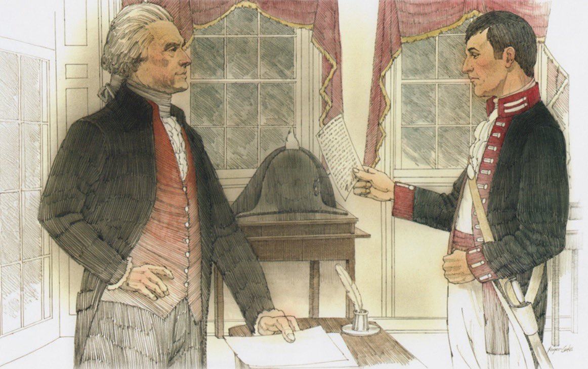 FischerKing64's tweet photo. We’ve grown accustomed to these enormous White House staffs. When Jefferson became President in 1801, he was all alone. He hired Meriwether Lewis to be his personal assistant and paid him $500 a year out of his own pocket. They lived alone together in the White House ‘like two mice in a church,’ as Jefferson put to his daughter.