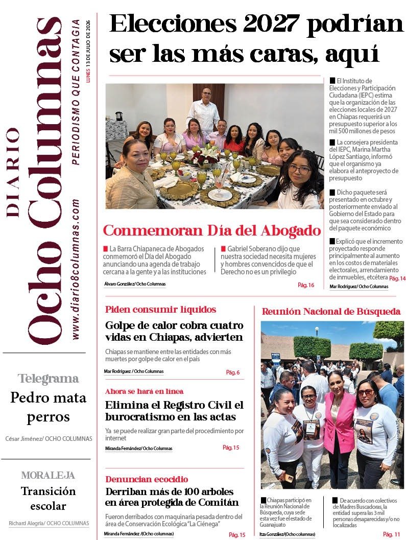 _8columnas's tweet photo. ¡𝗕𝘂𝗲𝗻 lunes, queridos lectores! 🌞 
 
Hoy en portada: 🗞️
 
🔶 Claudia Sheinbaum reconoce el papel de la mujer mexicana 

Les compartimos la portada y edición digital de su 𝗗𝗶𝗮𝗿𝗶𝗼 𝟴 𝗖𝗼𝗹𝘂𝗺𝗻𝗮𝘀. 👇

https://t.co/Lu9eQqno3T https://t.co/gljNMXkvd2