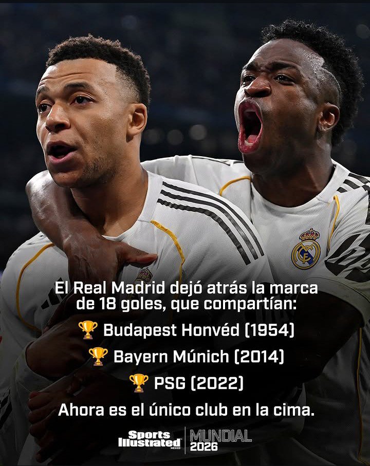 DCuesto's tweet photo. ⚪🔥👀¡EL RÉCORD QUE HA SUPERADO EL #REALMADRID CON 1️⃣9️⃣ GOLES EN LA COPA DEL MUNDO Y PUEDE SEGUIR CRECIENDO!

Muchos se habían burlado de que #España sólo había elegido jugadores del #Barcelona y otros clubes y ni uno del club blanco!

Pero queda demostrado que no es la cantidad sino la calidad futbolística!

Gracias a #Mbappe (#Francia ), #ViniciusJr (#Brasil ), #Bellignham (#Inglaterra) y #ArdaGuller (#Turquia ) el Real Madrid ocupa ahora la cima de goles en Copa del Mundo, dejando atrás a:

🏆Budapest Hanved (1954)
🏆 Bayern Múnich (2014)
🏆 PSG (2022)

#FIFA #WorldCup2026 #FIFAWorldCup