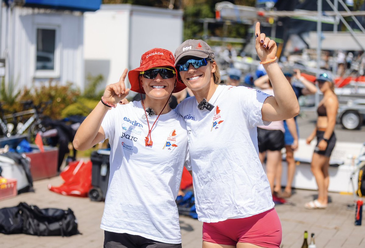 TeamCanada's tweet photo. Georgia and Antonia Lewin-LaFrance won gold at the 49erFX European Championships for the second straight year. ⛵

The 🇨🇦 duo has now won back-to-back major international titles and reached the podium in six of their last seven events.

📸 Niklas Mattes/NIMANET Marketing https://t.co/mCHmbAi7kx